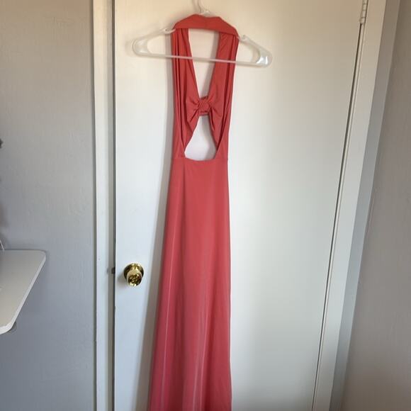MAYGEL CORONEL Vaupes Dress in Tropical Pink Coral Halter Maxi Dress - Picture 13 of 13